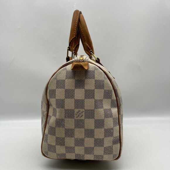 Louis Vuitton Ivory & Blue Canvas Speedy 25 Damier Azur Satchel With Wallet Set - Picture 4 of 12